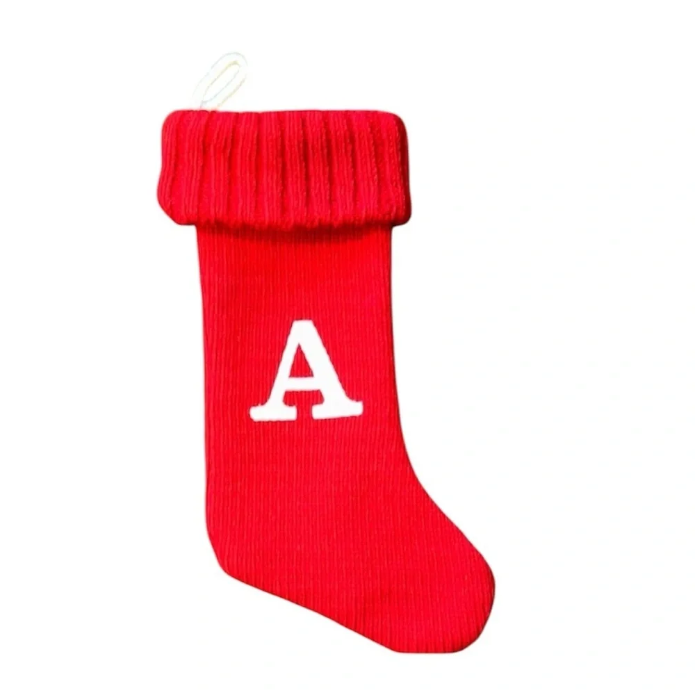 Red Knit Christmas Stocking with Initial 'A'